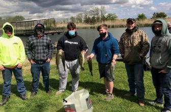 Members of the Spoon River Valley High School bass fishing team (l to r) Sidney Anderson, Wesley Caldwell, Caleb Mason, Cameron Schulthes, Deakin Clardy, and Kyle Eathington pose for a photo after sectional action at Banner Marsh State Fish and Wildlife Area on Thursday, May 6, 2021. A quartet of Vikings are headed to state. They are Anderson, Mason, Schulthes and Mason Tessier (not pictured).