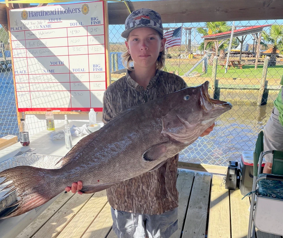 Blake Bosarge, 13, of Gautier set the youth record for Scamp (Mycteroperca phenax) using...