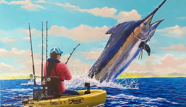 Kayak angler’s epic battle with giant marlin immortalized