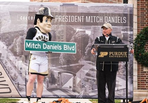 Purdue’s “Mitchfest” begins with naming of street in Pres. Mitch Daniels’ honor