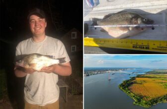 Pennsylvania teenager Christopher Barrett reels in record-breaking catch while out fishing with his dad